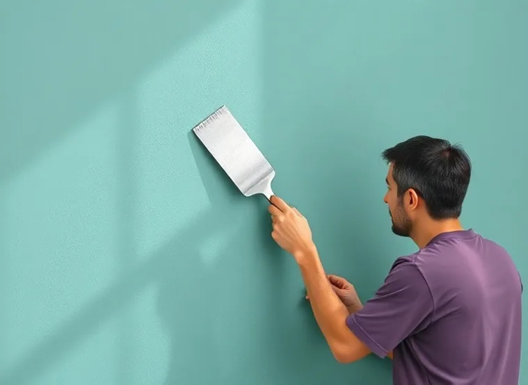 Application d'un enduit décoratif à la lisseuse sur un mur