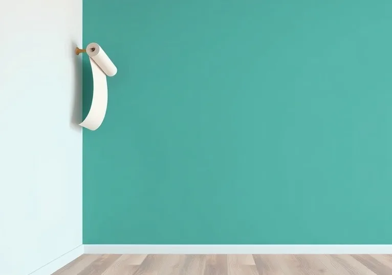 Pose de papier peint, rouleau et brosse à maroufler